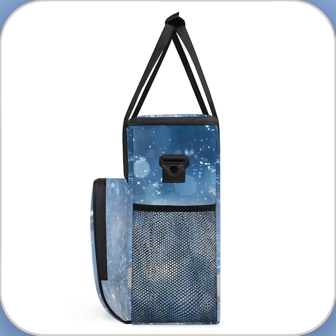 Glitter Coffee Maker Carrying Bag Blue Neon Portable Travel Storage Tote Bag Compatible with K-Mini or K-Mini Plus Single Serve Coffee Brewer Carrying Case with Multiple Pockets &amp Shoulder Strap