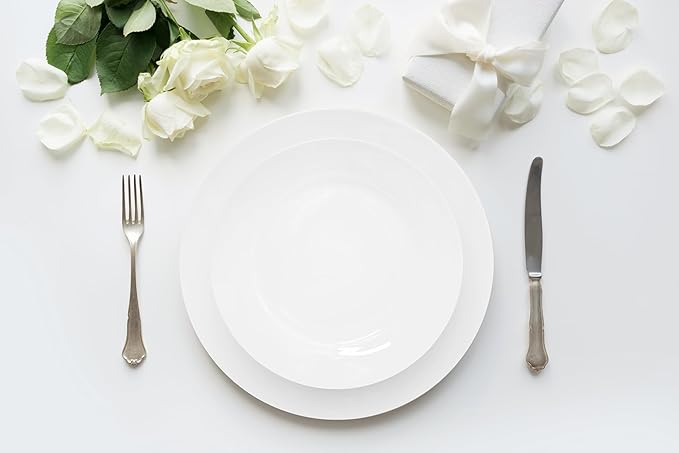Bone China 16 Piece Dinnerware Set Service for 4 White Microwave Safe Dishwasher SafeChip Resistant Translucent Elegant giftware Dish set For Essential Home Everyday Living Kitchen Set