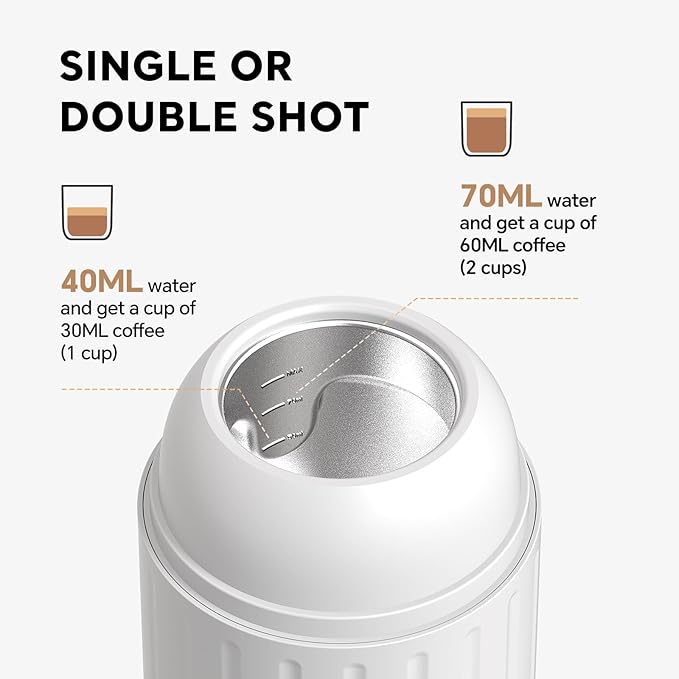 Portable Electric Espresso Machine Self-heating with USB-C 12V 7800mAh Long battery life Travel Coffee Maker for Camping Hiking Office Car Compatible with NS Capsules &amp Ground Coffee