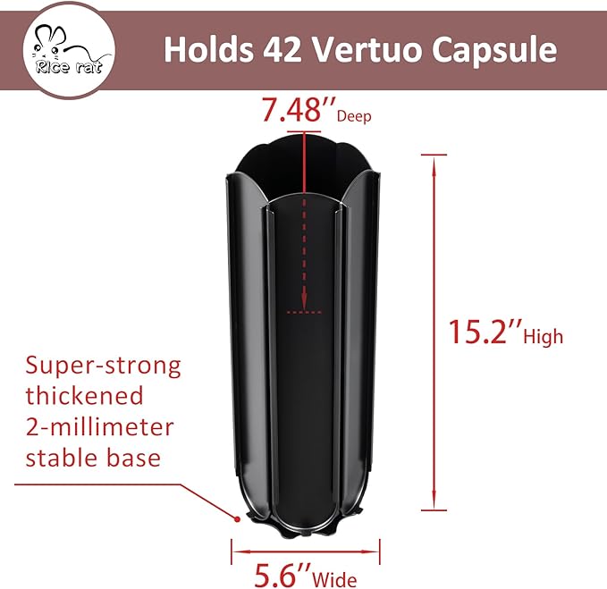 Rice rat Nespresso vertuo Pods Holder Capsules with Central Extra Pod Storage (Carousel-42+ Pods)