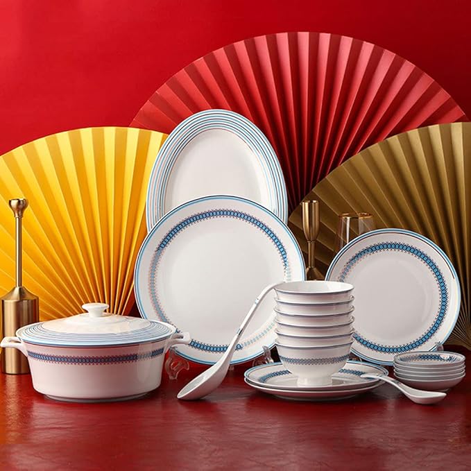 Ceramics Dinnerware Set 60 Piece Bone China Porcelain Dishes Set Microwave Oven and Dishwasher Safe Dinner Sets