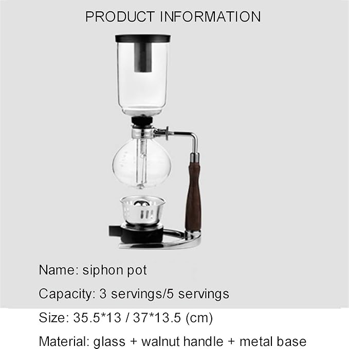 Syphon/Vacuum Glass Coffee MakerHand Siphon Coffee Maker PotCoffee Glass Syphon Siphon Vacuum Coffee Maker 3-5 CupHigh Temperature Resistant Glass3
