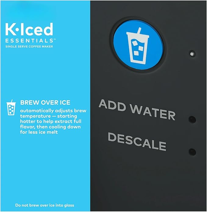 K-Iced Essentials Coffee Maker Single-Serve KCup Pod Brewer with Removable Reservoir and Auto-Off Energy Efficient Includes K Iced Tumbler Compact Black