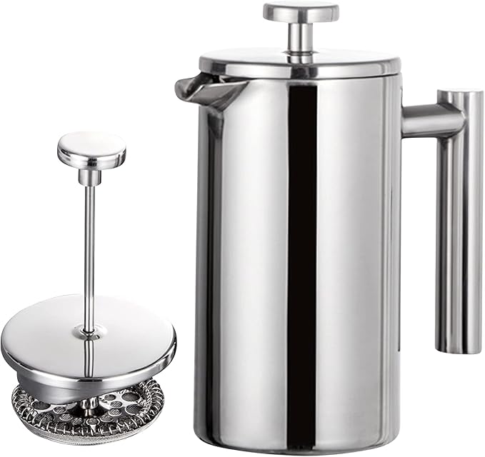 Irishom French Press Coffee Maker Stainless Steel Double Walled Insulated Coffee Maker Pot