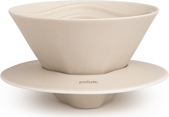 Palatti Dune Porcelain Pour Over Coffee Dripper Ceramic Pour Over Coffee Maker Adapt to 185 or 155 Flat Bottom Basket Filters Medium Flow Rate Interchangeable Wall and Base 1-4 cups
