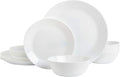 Gibson Home Ultra 18 Piece Break and Chip Resistant Dinnerware Plates and Bowls Set Round: Service for 6 Opal Glass White