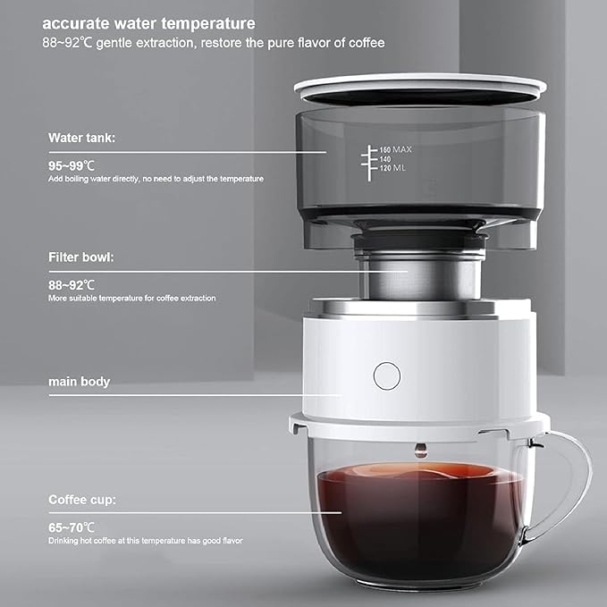 Automatic Hand Drip Coffee Machine Portable Electronic Drip Coffee Maker with Temperature Control for Home Travel Office