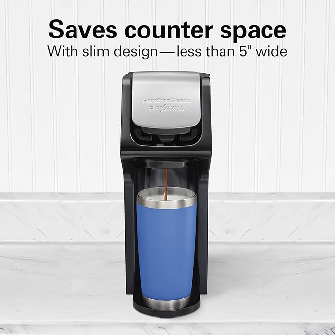 Hamilton Beach FlexBrew Single Serve Coffee Maker Coffee Machine Compatible with Pod Packs and Grounds Black Next Gen (49900)