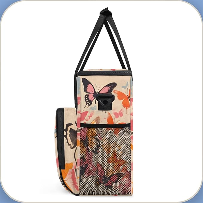 Watercolor Butterfly Coffee Maker Carrying Bag Abstract Butterfly Travel Storage Bag Compatible with K-Mini or K-Mini Plus Single Serve Coffee Brewer Carrying Case with Pockets &amp Shoulder Strap