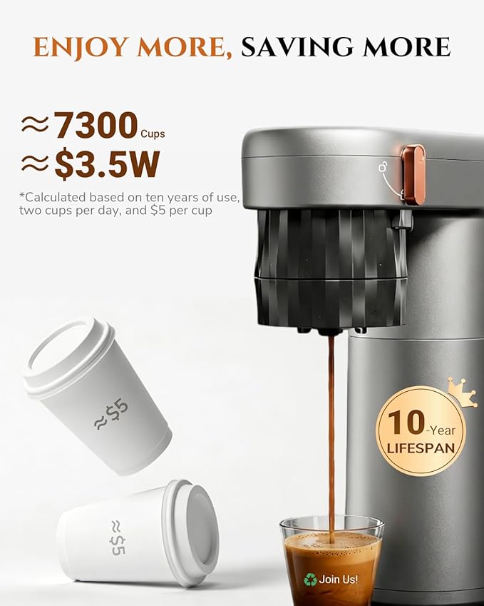 C1 Compact Mini Espresso Machine with Ground Coffee Rechargeable Portable Espresso Maker Electric Small Espresso Machine for Travel RV Car Camping Hiking Office Home Use Coffee Maker with Rich Crema