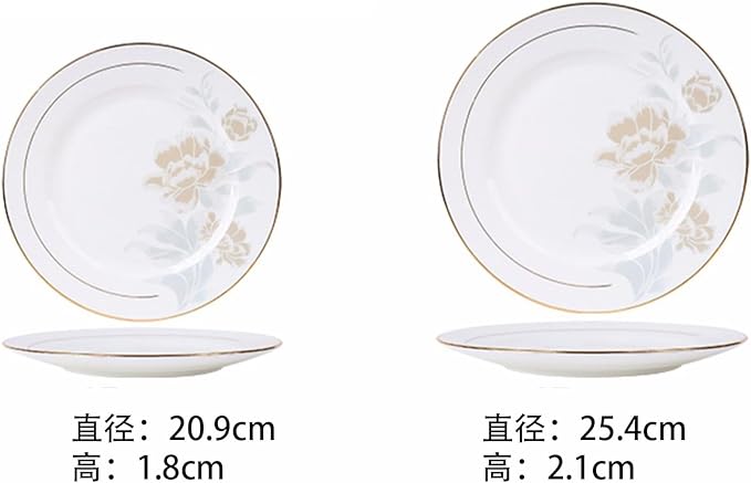 Elegant Bone China Dinnerware Set for 4Floral Porcelain Plates with Gold Rim Dishes set for Wedding Receptions Housewarming and Banquet Celebrations
