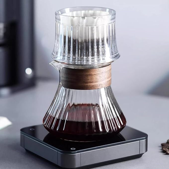 Pour Over Coffee Maker Slow Drip Style Brewer Cup Adjustable Drip Rate with 50 Pcs Paper Filter Glass Carafe for Home Café Restaurant Camping