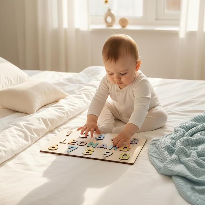 Personalized Wooden Name Puzzle for Kids Personalized Baby Name Puzzle for Toddlers Personalized Baby Gifts First Birthday Gift Wooden Puzzles Custom Toddler Learning - Set 1