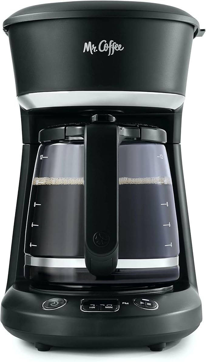 MR. COFFEE 12-Cup Programmable Coffeemaker Brew Now or Later Black