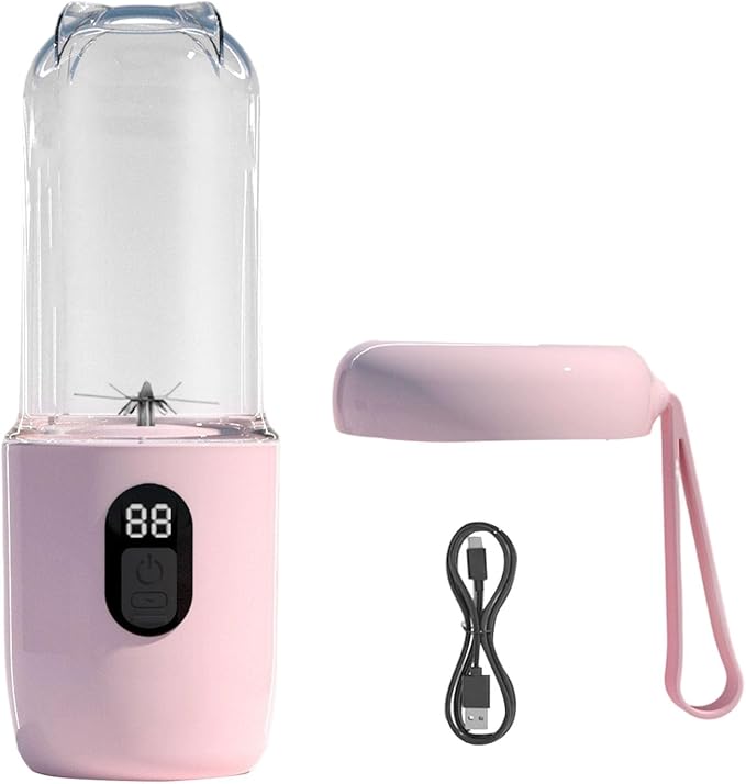 Portable Blender 500ml Electric Rechargeable Juicer Cup with 20800 RPM Motor 16 Stainless Steel Blades for Fast Juicing for Home Travel