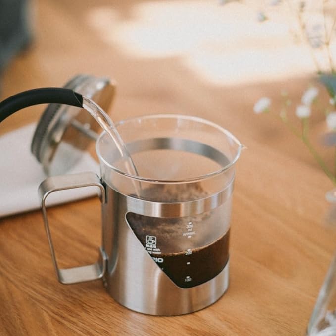 HARIO THSV-2-HSV Hairline Silver Pressed Coffee Heat Resistant Glass Stainless Steel Practical Capacity 10.1 fl oz (300 ml)