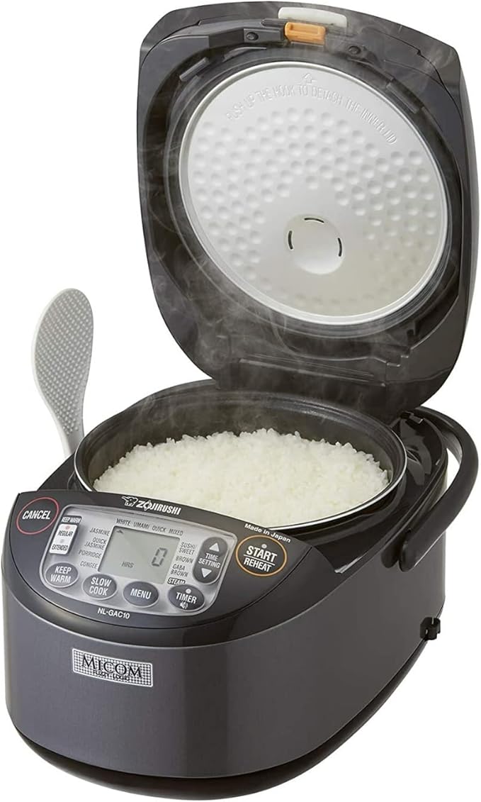 Zojirushi NL-GAC10BM 5.5 Cup (Uncooked) Umami Micom Rice Cooker Bundle with Oven Mitt (2-Pack) and 15-Inch Bamboo Spoon (3 Items)