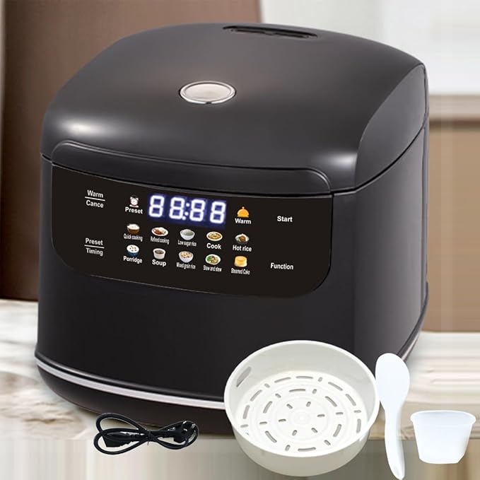 Mini Protable Smart Rice Cooker2L6 Cups Cooked/3 Cups Uncooked400W Non-Stick Rice Maker24 hours Timer Delay10 FunctionsFast CookerAuto Keep Warm