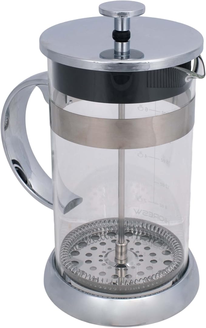 Elanze Designs Stainless Steel 1 Liter Glass French Press Coffee and Loose Leaf Tea Maker