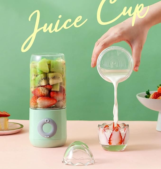 Portable Blender USB Rechargeable Travel Juicer Cup Electric Mini Personal Size Blenders for Smoothies and Shakes Fruit Juice Mixer with 6 Blades for Sports Travel and Outdoors (Color : White