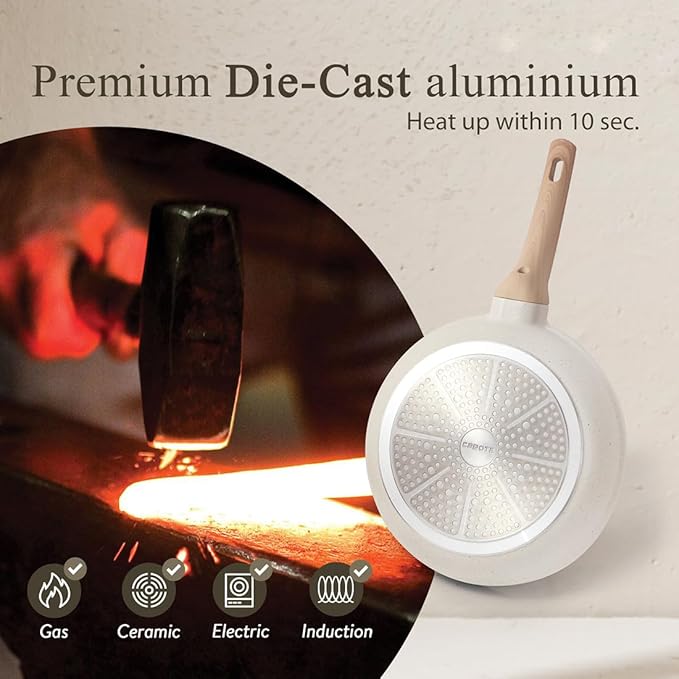 Nonstick Pots and Pans Set 10 Pcs Healthy Non Stick Induction Stone Cookware Kitchen Granite Cooking Set for All Stoves Includes Induction Oven Safe PFOA &amp PFAS Free