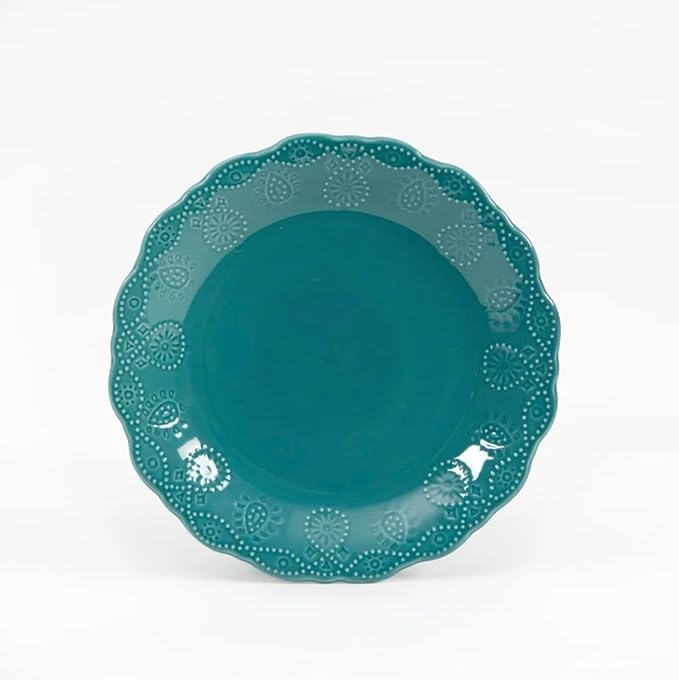 Farmhouse Cowgirl Lace 12-Piece Dinnerware Set Teal