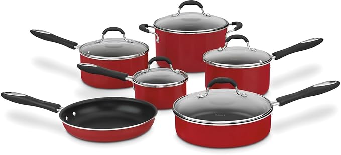 Cuisinart 55-11R 11-Piece Set Advantage Nonstick Cookware Red