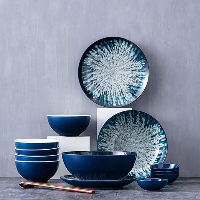 Dishes/Plate/Bowl Set26 Pieces Vintage Look Ceramic Dinner Set Artist Design Porcelain Living Dinnerware Set