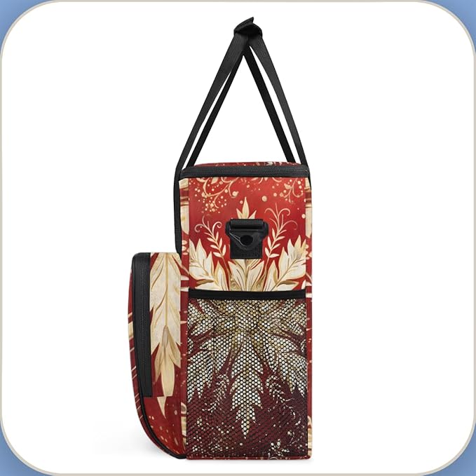 Xmas Snowflakes Coffee Maker Carrying Bag Cute Snowflakes Travel Storage Bag Compatible with K-Mini or K-Mini Plus Single Serve Coffee Brewer Carrying Case with Multiple Pockets &amp Shoulder Strap