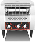 300 Slices/Hour Commercial Conveyor Toaster 2200W Powerful Stainless Steel Heavy-Duty Industrial Electric Toaster with Double Heating Tubes Countertop Restaurant Equipment for Bagel Bread