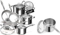 11PC Stainless Steel Cookware Set &amp 3 QT Saucepan (Glass Lid)