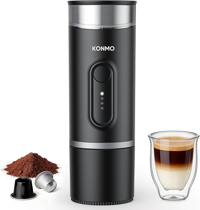 Portable Espresso Machine with Self-Heating System 15 Bar Travel Coffee Maker Compatible with Capsules &amp Ground Coffee USB-C Rechargeable Portable Coffee Machine for Camping Office &amp Trave