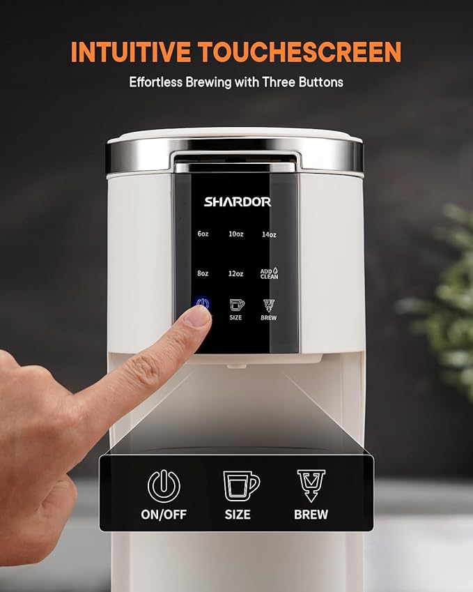 SHARDOR 3 in 1 Coffee Maker K Cup Coffee Maker Compatible with Ground Coffee &amp Teas Single Serve Coffee Machine 6–14oz Brew Sizes 40oz Detachable Water Reservoir Descale Settings White