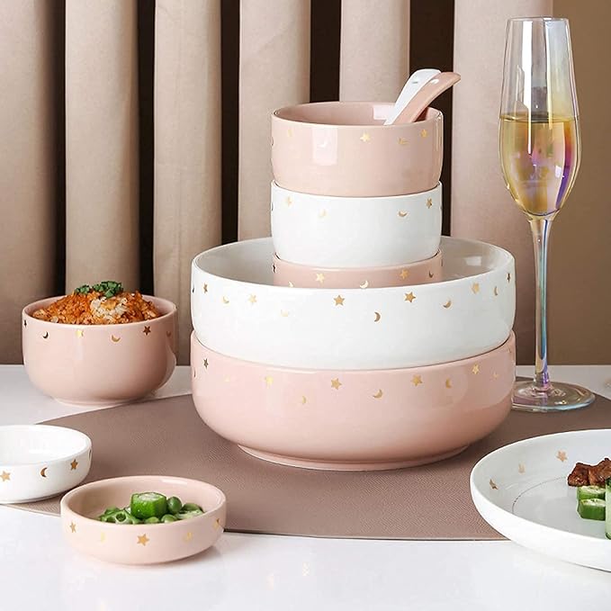 Dinnerware Sets - Luxury Gift Dishes Service Set 42 Pieces Simple Cereal Bowl and Steak Plate Set - Porcelain Dinnerware Set for Wedding Gifts and Family Gathering