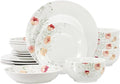 Elama Poppy 16 Piece Porcelain Double Bowl Dinnerware Set Service for 4
