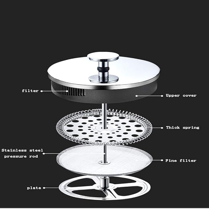 Liudan Coffee Maker French Coffee Machine-304 Durable Stainless Steel Heat Resistant Borosilicate Glass Coffee Machine Filter Household Coffee Machine Tea French Coffee Maker Coffee Press