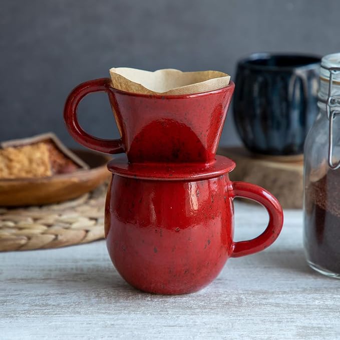 Ceramic Coffee Dripper in Chrome Red Made In Japan
