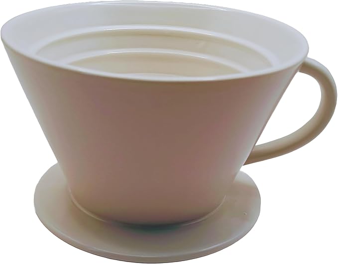 flat-bottom ceramic pour-over coffee dripper.