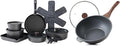 SENSARTE 17 Pcs Nonstick Detachable Handle Cookware Set 4.5 Quart Nonstick Wok Pan with LidInduction Skillet