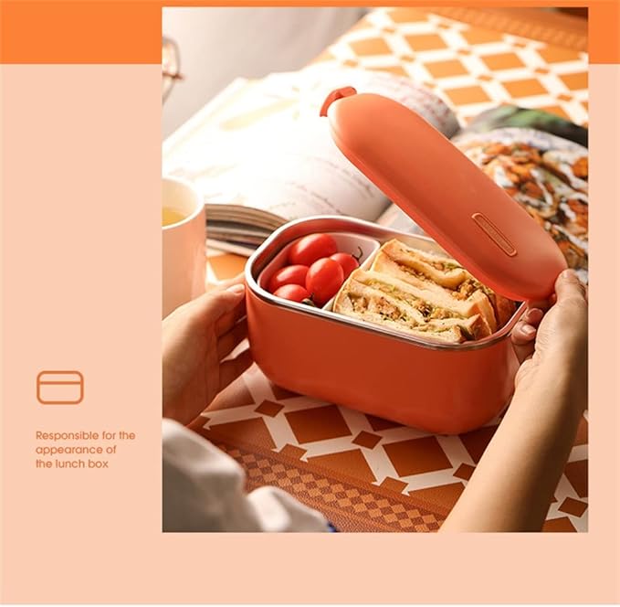 HBJWOV 1L Electric Rice Box Portable Rice Cooker Lunch Heating Box Constant Temperature Heating Bento Box Food Warmer