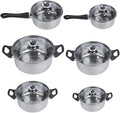 6PCS Stainless Steel Cooking Pot &amp Pan Sets Cookware Set Kitchen Saucepan Casserole Pan Glass Lid Pans