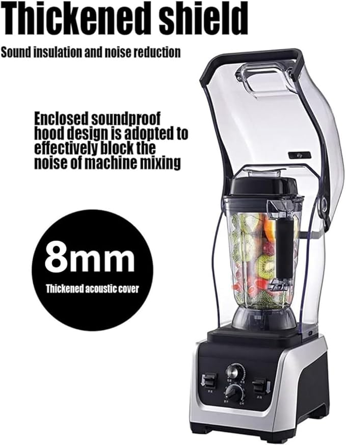 Commercial Shaved Ice Machine1800W Professional Electric Blender1.8L Multifunctional Stand Smoothie Maker with Mute HoodSpeed Adjustable and Timing Regulationfor Party Activities(Button type)