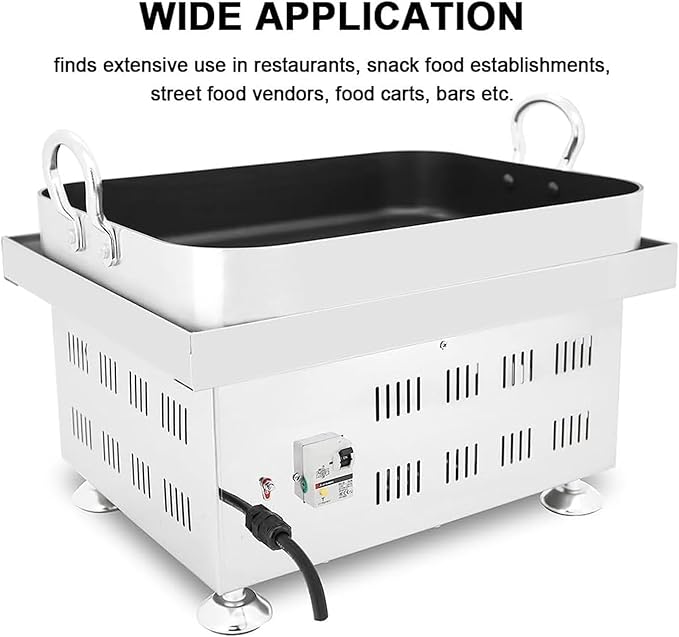 Commercial Tteokbokki Machine 2500W Electric Smokeless Fried Rice Cake Machine with Temperature Control for Teppanyaki Snack Food for Restaurant Home Kitchen Snack Bar