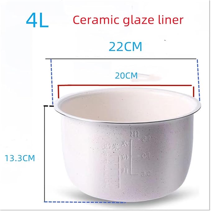2.5L 4L 5L 6L Stainless Steel Liner Ceramic Glaze Liner Rice Cooker Electric Pressure Cooker Inner Bowl(4L A)