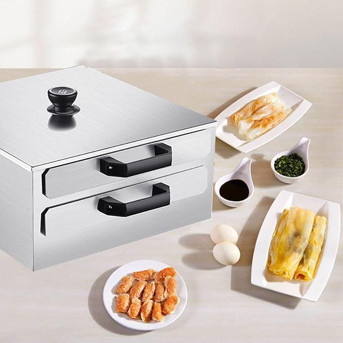 Rice Noodle Rolls Machine 2 Layer Chinese Rice Roll Steamer 304 Steamed Steamer Stainless Furnace Cooking Chinese Cuisine Kitchen Food Ware