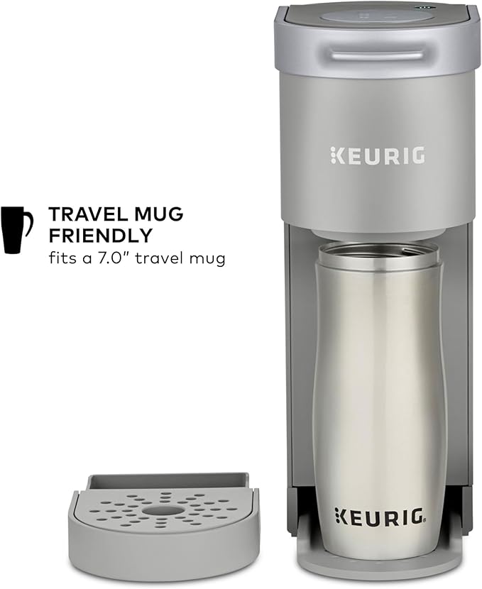 Keurig K-Mini Single Serve K-Cup Pod Coffee Maker 6 to 12oz Brew size with Cord Storage Perfect for Small Spaces Studio Gray