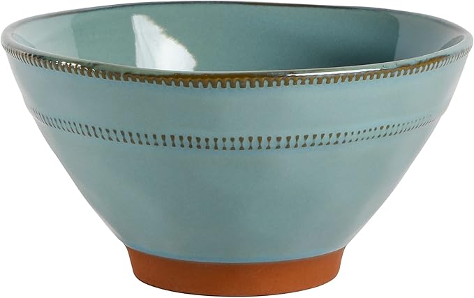 Gibson Elite Terranea Round Reactive Glaze Terra Cotta Dinnerware Set Service for Four (12pcs) Teal