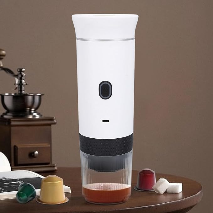 flexman Portable Electric Espresso Machine Rechargeable Handheld Coffee Maker Fast Self Heating Car Espresso Maker for Travel Camping Office Household (White)