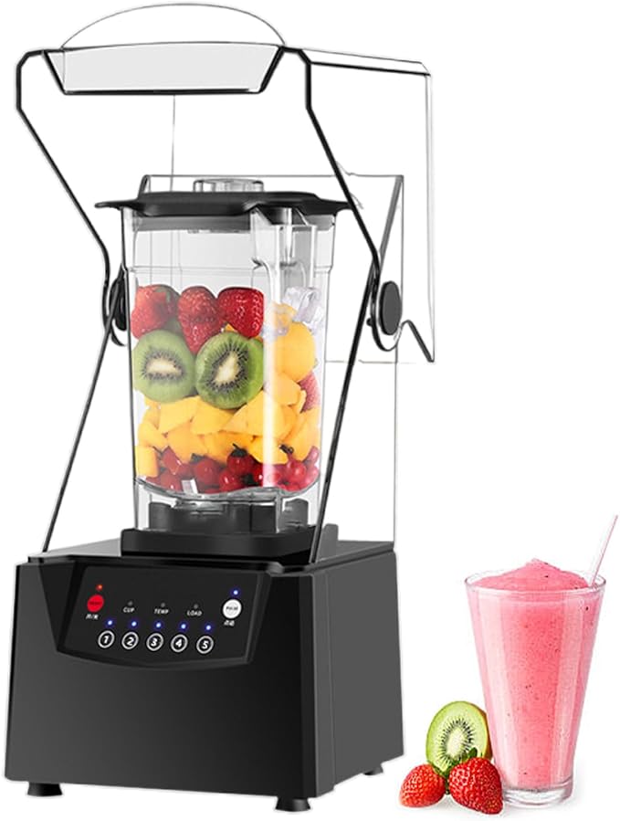 Commercial Blender Smoothie Maker - 2200 W Professional Ice Crusher With Sound Enclosure 1.8 L Capacity &amp 5 Preset Programs For Restaurants Coffee Shops Shakes Smoothie Drinks