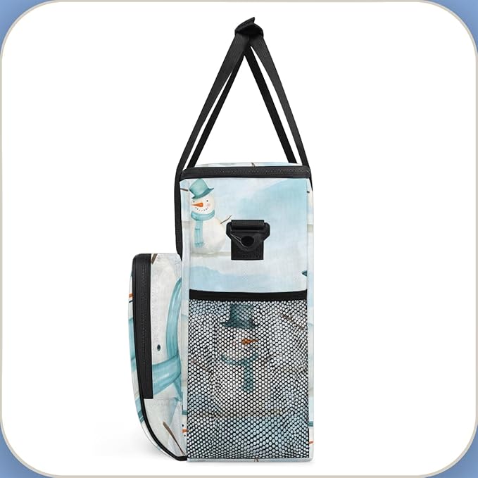 Xmas Snowman Coffee Maker Carrying Bag Fantastic Snowman Travel Storage Bag Compatible with K-Mini or K-Mini Plus Single Serve Coffee Brewer Carrying Case with Multiple Pockets &amp Shoulder Strap
